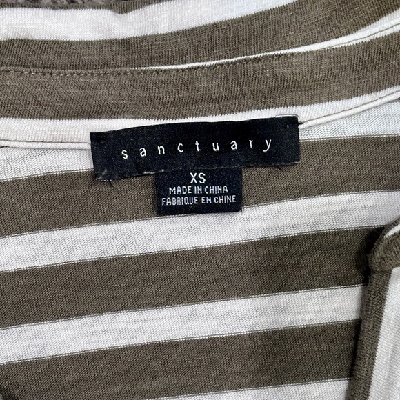 Sanctuary Olive Army Green and Cream Striped V-Neck T-shirt Dress - Picture 7 of 9